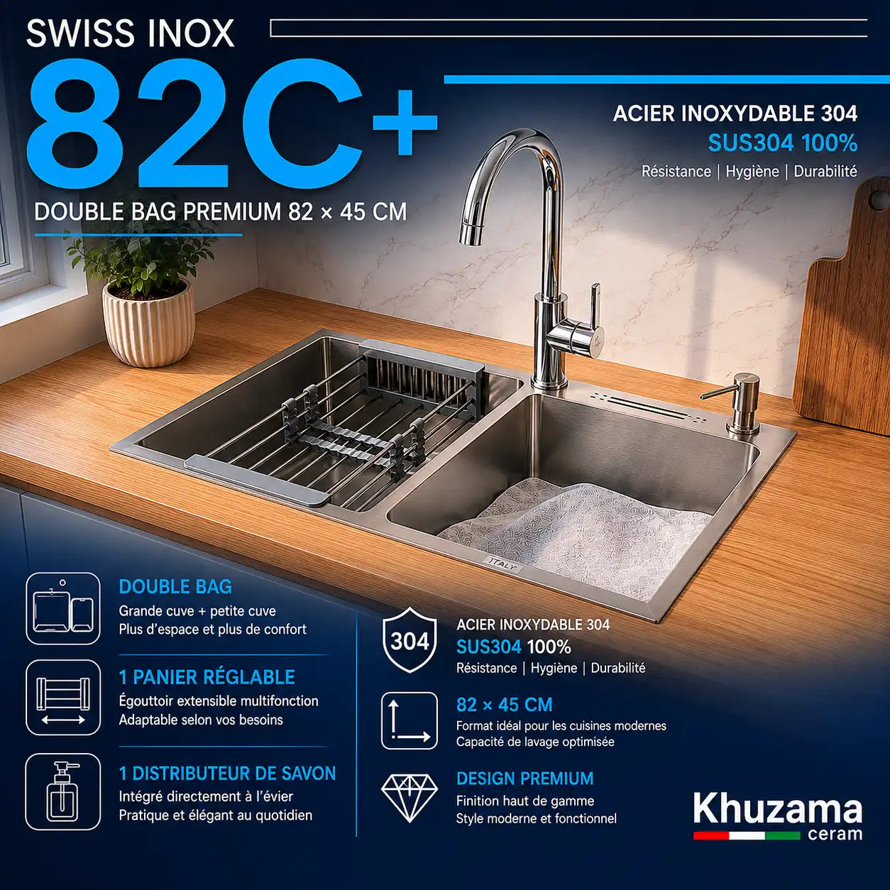 Evier Suiss Inox 82 C+ Double bag