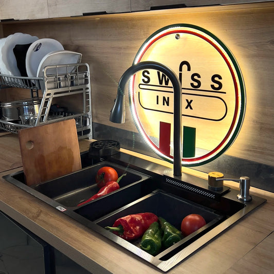 Evier P1 Noir "75/46cm" - Swiss INOX 🇮🇹